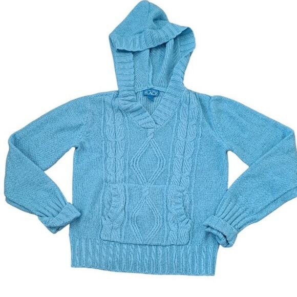 Girl's Aqua Blue Pull Over Hoodie Sweater Size Large 10/12 - Picture 1 of 7